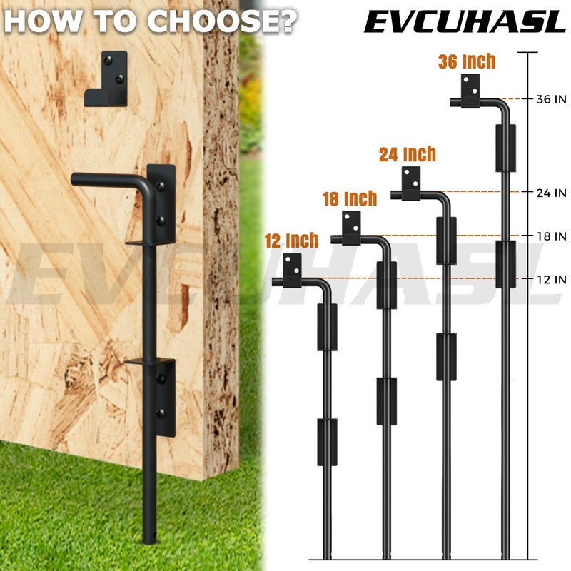 18" Cane Bolt Gate Drop Rod Heavy Duty Stopper Hardware,