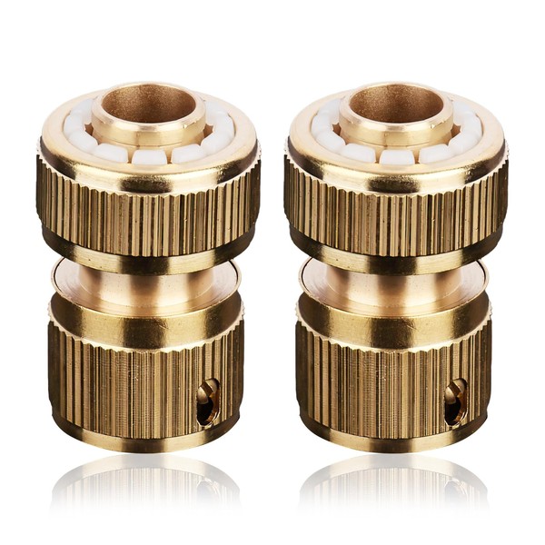 2-Pack Brass Hose Connector Hose End Quick Connect Fitting 1/2