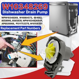 Dishwasher Drain Pump W10348269, Compatible with Ken-more Ama-na, Replaces WPW10348269, W10084573, AP6020066, W10348269, 661662, 8558995, W10158351, WPW10348269VP