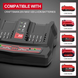 Bakipante V20 CMCB124 Rapid Charger Compatible with Craftsman 20V Charger CMCB100 CMCB101 CMCB102 CMCB104, Compatible with Power Tool Battery CMCB202 CMCB204 CMCB206