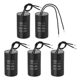 PATIKIL 15uf CBB60 Run Capacitor, 5 Pcs AC 450V 2 Wires 50/60Hz Motor Running Capacitor 61x34x61, Black