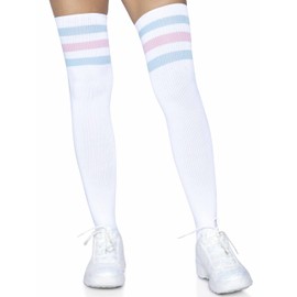 LEG AVENUE Damen Athlete Thigh Hi W / 3 Streifen Top Strumpfhose, rosa/blau, EinheitsgrÃ¶Ãe