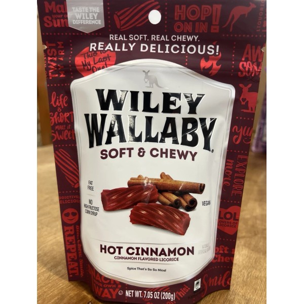 Wiley Wallaby Hot Cinnamon Australian Style Soft Licorice Candy 7.05