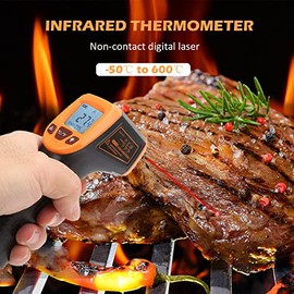 Termómetro Infrarrojo sin, Termómetro Infrarrojo Digital de Temperatura de Alta Temperatura, -50600  C  -581122  F, Termómetro Industrial Pistola...  