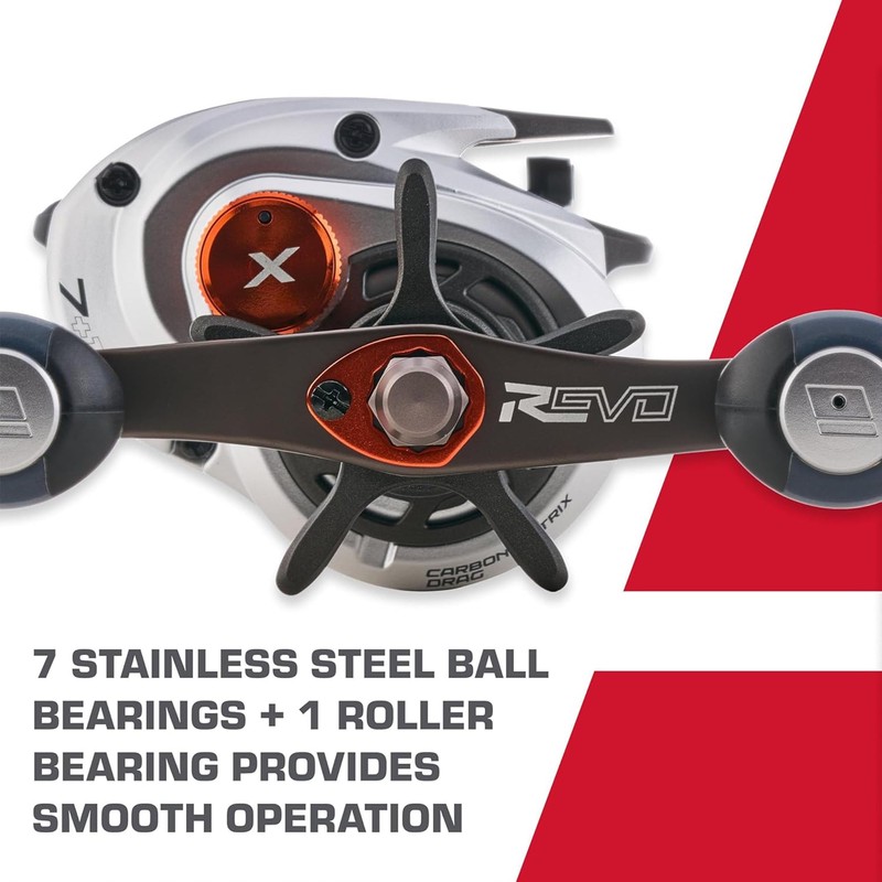 Abu Garcia Revo X Low-Profile Baitcast Fishing Reel, 8+1 Bearings