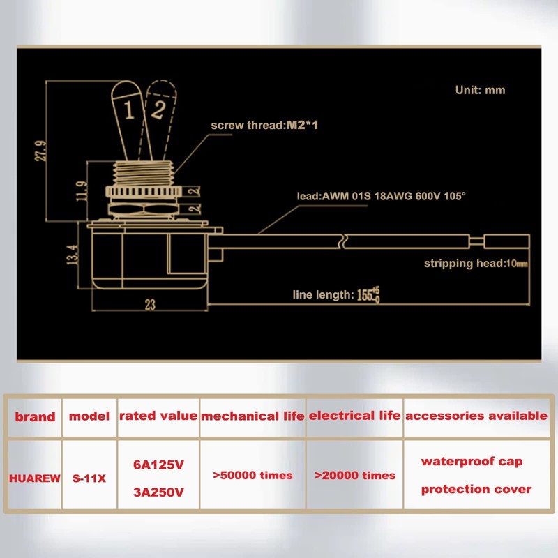 Heavy Duty Toggle Switch SPST 2 Pin ON/Off Rocker Toggle
