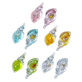 UYRVAPE 10PCS Shell Pendant Resin Fluorescent Colorful Shell Key Chain Necklace Charm Cute Bracelet Accessories for Kids DIY Crafts