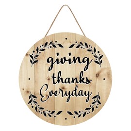 Vintage Fall & Thanksgiving Wall Decor Sign"Giving Thanks Everyday", Decorative Round Thanks Wood Sign, Autumn Rustic Wooden Hang Sign, Fall Farmhouse Decor Home Window Door Hanging Wood Sign12x12inch