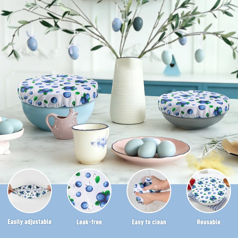 6 PCS Bowl Covers for Bread Proofing, Reusable Elastic Fabric