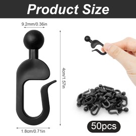 50Pcs Curtain Track Hooks for Gazebo Canopy - Invisible Plastic Curtain Clips, Black Sliding Hooks for Tent and Outdoor Shade - Durable Hook Set for Home Hotel Mosquito Net Rail Mount