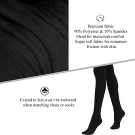 Hiltzo Fleece Lined Tights for Women, Warm Thermal Opaque Leggings, Winter Soft Thick Pantyhose Black S-M