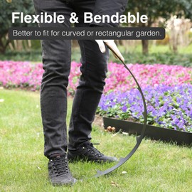 Pmango 10-Pack Galvanized Steel Landscape Lawn Edging - 4.5 inch Height Black Powder Coated Bendable Metal Strips - Hammer-in Edge Border - Yard Pathway Divider 40 inch Each(33Ft Total), #LYLB45BK-US