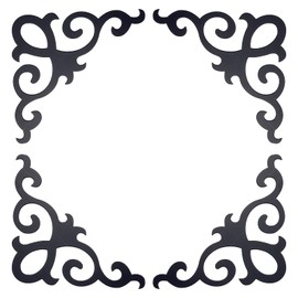 uxcell 4 Pcs Seif-Adhesive Wall Sticker Mirror Decals, Acrylic Hollow Mirror Tiles Sticker Applique Corner Hollow Stickers for Home Room Background Decoration, Black (15x15cm)