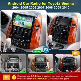 4G+64G Car Radio for Toyota Sienna 2004-2010, Wireless Carplay&Android Auto with Android 13 Support Bluetooth/Voice Control/GPS/WiFi/Back-up Camera/SWC/FM, 9 Inch IPS Touch Screen Radio for Sienna