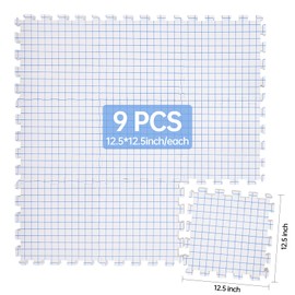 Blocking Mats for Knitting & Crochet Projects 0.59Inch Thickness Crochet Blocking Board 9 Pack, 150 T-Pins and 1 Storage Bag, Blocking Board for Crocheting Knitting Blocking Mats and Pins (White)