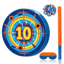 Sotiff Dart Piñata Large Dart Theme Battle Piñata Set Bullseye Piñata with Stick Blindfold Confetti Dart Gun Shooting Target Piñata for Boy Girl Birthday Party Game Favors 14X14 Inch