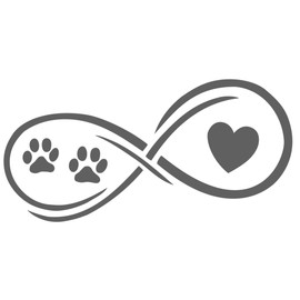 Bluegrass Decals Infinity Paws Heart Dog or Cat Decal Sticker (Dark Gray, 7")