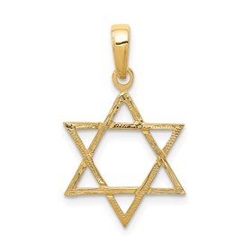 10K Solid Yellow Gold Star of David Jewish Magen Necklace Judaica Religious Chain Pendant Israel Charm 25mm x 15mm Only