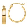 10K Solid Yellow Gold Square Tube Round Huggie Small Hoop