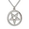Real Metal Inverted Pentacle Pentagram Satanic Polished Silver Finish Pendant
