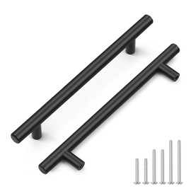 Probrico 5 Pack Stainless Steel Cabinet Handles Euro Style T Bar Black Drawer Pulls Kitchen Cupboard Handles Hole Center 160mm