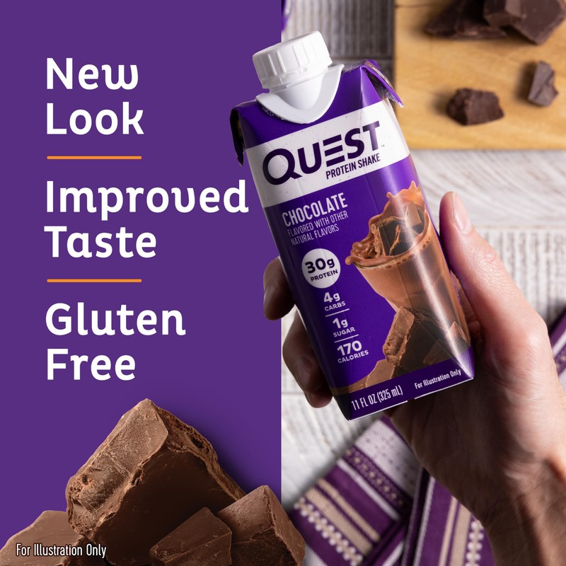 Quest Nutrition Ready To Drink Chocolate Protein Shake, 30g Protein,