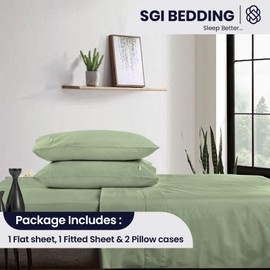 SGI bedding 1000 TC Egyptian Cotton Bed Sheet Set - California King Size Sheets - 1000 Count Sheets for Cal-King Size Bed Soft, Durable Cal-King Size Sheets - Cotton Sheets in 1000 TC 15" Deep Moss