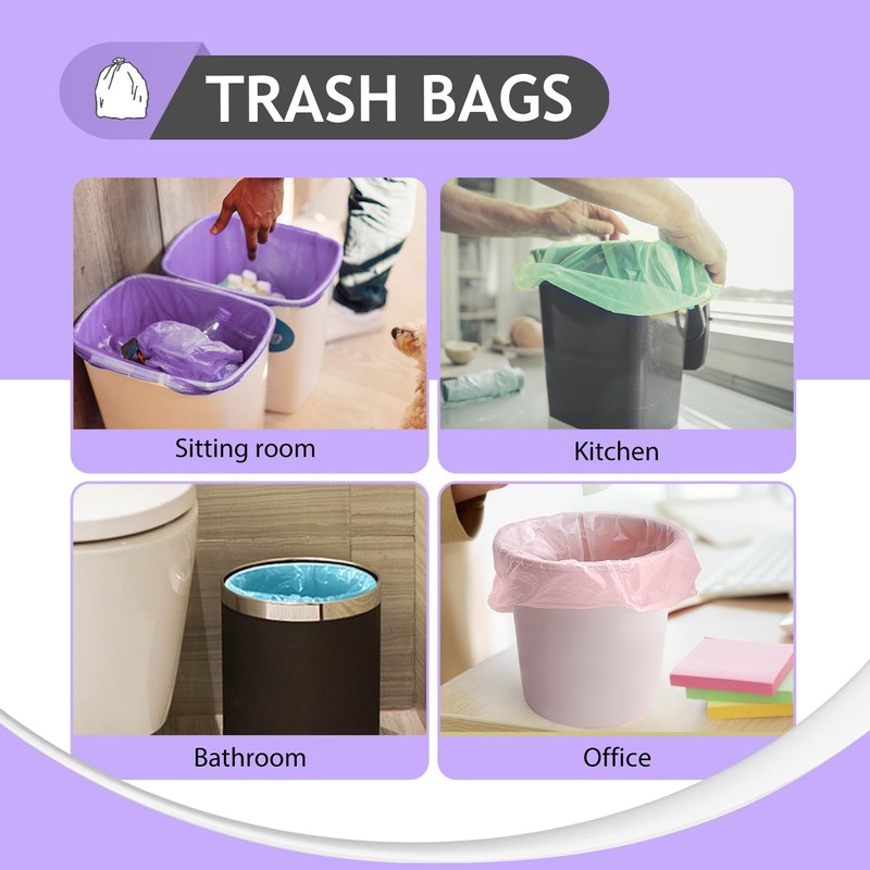 4 Gallon 300pcs Trash Bags Colorful Clear Garbage Bags, Bathroom