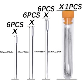 18 Pieces Big Eye Sewing Needle, 3 Sizes Sewing Needles, Hand Sewing Needle, Large Eye Stitching Kintting Stitching Needles Set