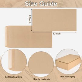 500 Pcs 13" x 6.5" Yellow License Envelope with Self Seal Brown Business Envelopes for License Plate