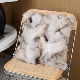 Mibathni Luxury Real Fox Fur Pillow Covers Patchwork Natural Fox Fluffy Throw Pillow Case Decorative Cushion Cover for Couch Bedroom Car 18''x18'' Light Gray