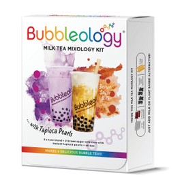 Bubbleology Milk Tea Mixology Kit with Tapioca Pearls (Pack of 1) Makes 4 Delicious Bubble Teas | 2 Brown Sugar Milk & 2 Taro Milk with Instant Tapioca Pearls