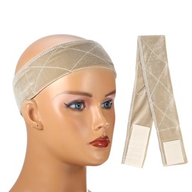 VOCOSTE 2pcs Wig Grip Band, Velvet Wig Band for Keeping Wigs In Place, Wig Grip Adjustable, Wig Bands No Slip, Wig Headband to Hold Hair Back,Beige