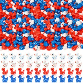 DTOFOOT 80 Pcs Patriotic Mini Resin Ducks,Independence Day Duck Figurines Red White and Blue Decorations for 4th of July Parties Garden Decor and Gift Stuffers