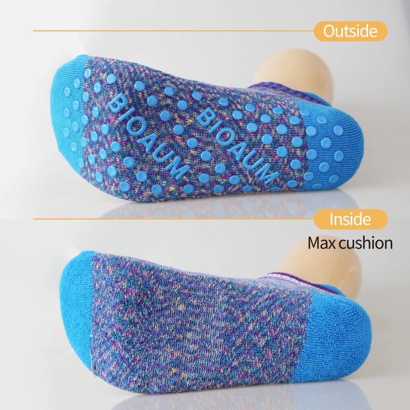 BIOAUM Yoga Socks for Women - 6 Pairs Cotton Cushion