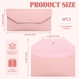 Diakey 6 Pack Cash Envelope Wallet, Money Organizer Holder Reusable PU Leather Budget Money Bag Pouch, Slim Cash Stuffing Wallet for Cash Saving Budgeting Receipt Bill Check