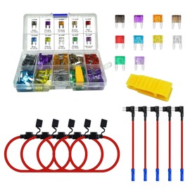 MuHize Mini Inline Fuse Holder 5 Pack, 12AWG Fuses Holders, Automotive Add-a-Circuit Fuse Taps with 120 Pack Fuses(2A/3A/5A/7.5A/10A/15A/20A/25A/30A/35A) for Car RV Camper