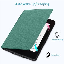 Reelau Case Compatible with 2022/2024 Kindle 11th Generation 6 inch w/Hand Strap, PU Leather Kindle Case 6" for Kindle 2024/2022 11th Gen Model C2V2L3 [Auto Wake Up/Sleeping] [Hand Loop] (Green)