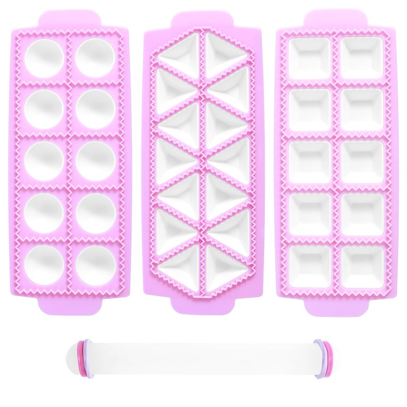 Abizarch 3 Pcs Ravioli Maker Press with 1 Rolling Pin