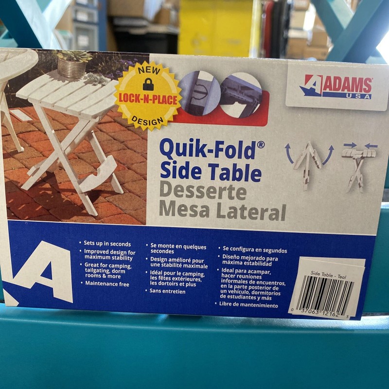 Adams Quik-Fold Side Table-Teal - Low Price End Of Season