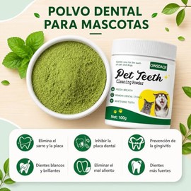 Polvo Dental para Perro, Limpieza Dental Perros, Quita Sarro Dental Perro, Eliminador de Placas, Protegiendo la Salud de Los Dientes y Encías de Perro