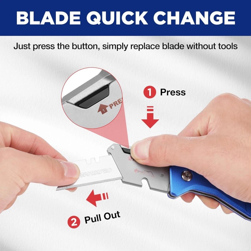 WORKPRO Heavy Duty Folding Utility Knife Metal Box Cutter Razor