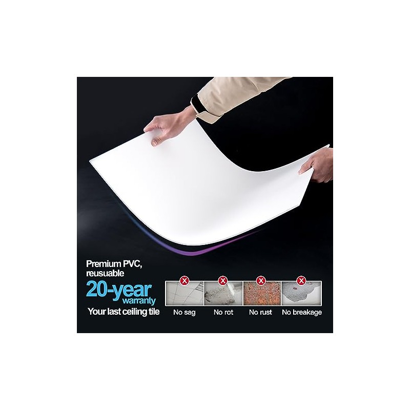 Art3d 10-Pack Smooth Drop Ceiling Tile 2ft x 4ft -