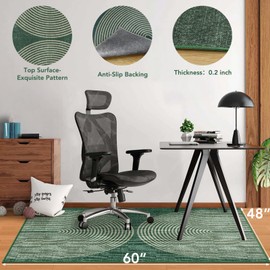 Office Chair Mat for Hardwood Floor&Tile Floor,48"X 60" Heavy Duty Desk Chair Mat for Hard Floors,Under Desk Rug for Rolling Computer Chair,Anti Slip,Low Pile Carpet Floor-Geo Green