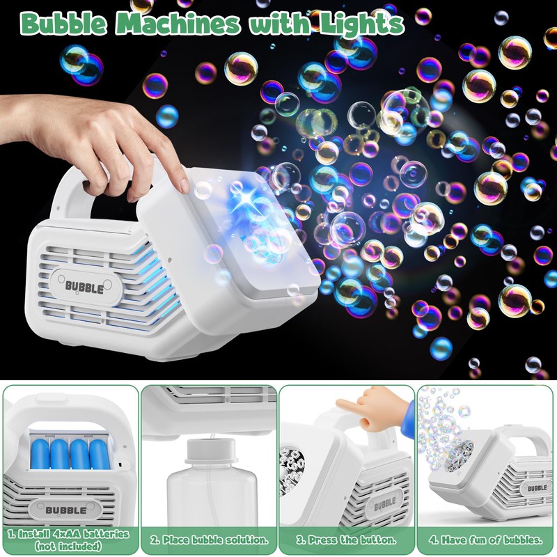 Babuloo Small Bubble Machine, Portable Automatic Bubble Machine for Kids
