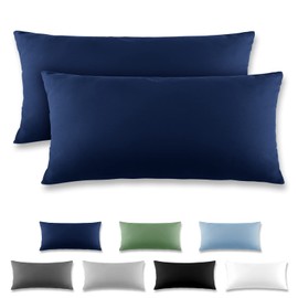 REDKEY Cushion Cover 40 x 80 cm, Set of 2 Pillowcases, Microfibre Cushion Cover for Cushions, Pillowcases with Tab Closure, 40 x 80 cm Pillow Case – Dark Blue