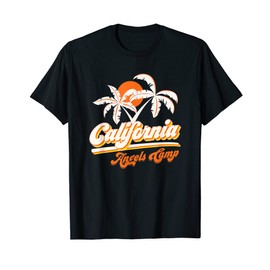 Angels Camp California 70s Retro Sun Palm Trees Souvenir T-Shirt