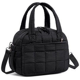 LEDAOU Insulated Lunch Box Women Reusable Lunch Bag Cord Lunch Tote Handbags Leakproof Thermal Cooler Lunch Case Large Capacity (B-Black-(Upgrade))