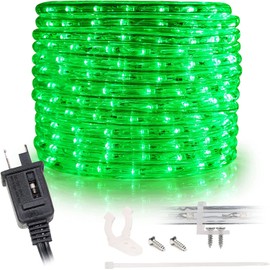 WYZworks 50ft Green LED Rope Lights, Connectable Outdoor Permanent Waterproof Accent Exterior Lighting, Transparent PVC Case, ETL Certified, for Holiday, Backyard Patio, Home Garden, Decorative