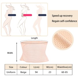WUSANNA Bauchgurt nach Geburt Rückbildungsgürtel nach Geburt Postpartum Belly Wrap Postpartum Gürtel Bauchgurt Nach Geburt, Verstellbar Postpartum Belly Wrap, Atmungsaktiv Elastische (Beige).